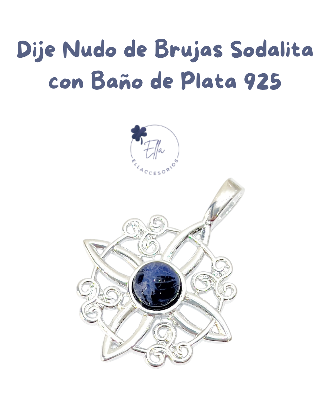 Dije Nudo de Brujas Sodalita con Baño de Plata 925 (1)